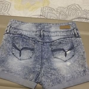 Acid wash denim shorts